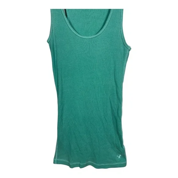American Eagle Outfitters Y2K Ribbed Racerback Long Tank Top In Teal Size Small - Picture 3 of 6